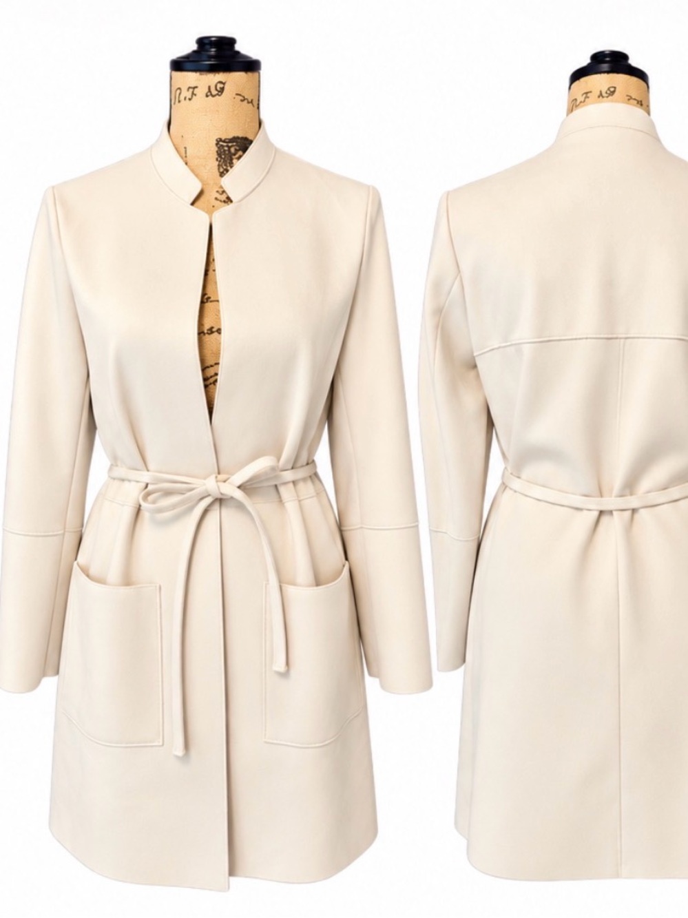 🔥 H&M Cream Belted Longline Trench Coat| Size 4